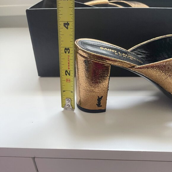 YSL Chestnut Gold Block Heel Sandal Size 40 - Picture 4 of 12